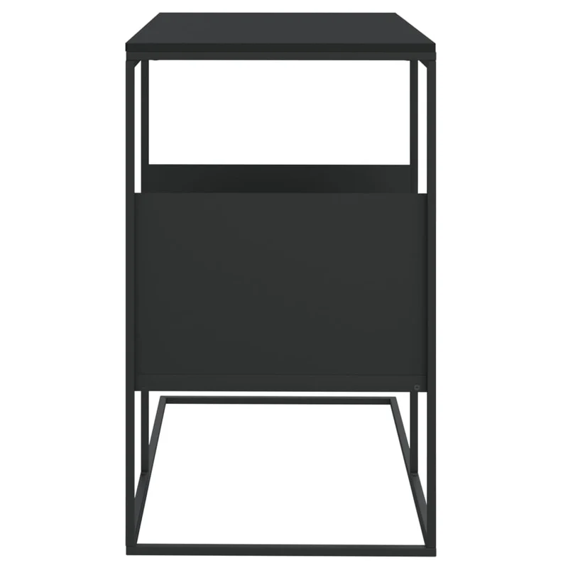 Table d'appoint en forme de C 55 x 36 x 59,5 cm bois d'ingénierie noir et fer DEC040296