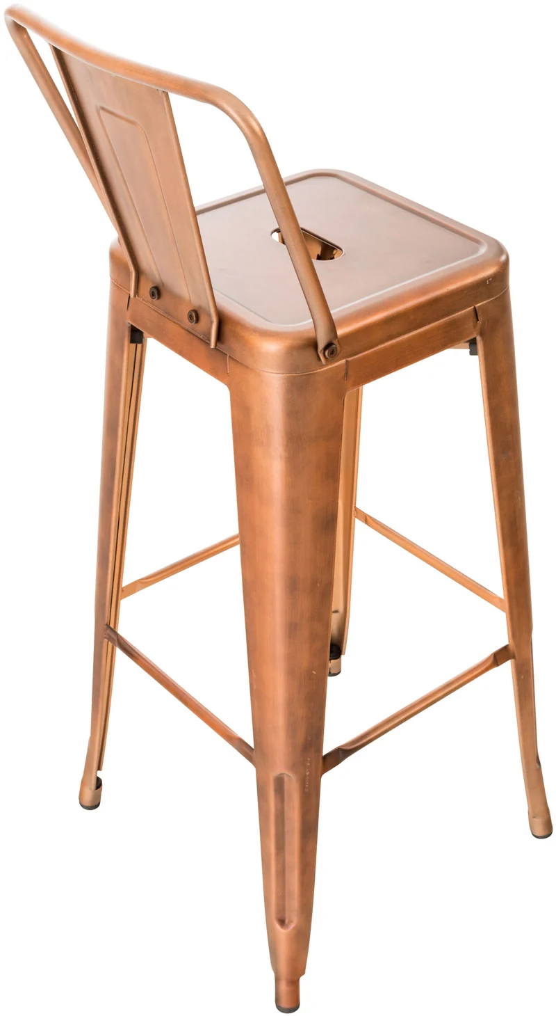 Lot de 2 tabourets de bar design industriel en métal avec repose-pied couleur cuivre 10_0001008