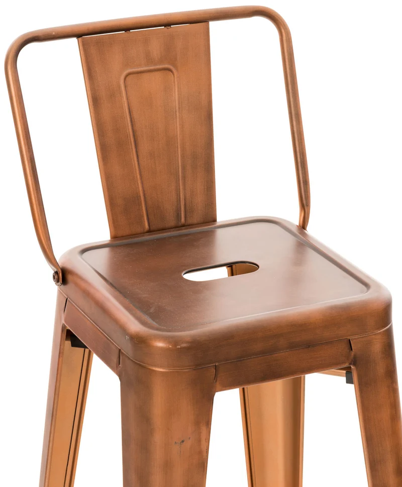 Lot de 2 tabourets de bar design industriel en métal avec repose-pied couleur cuivre 10_0001008