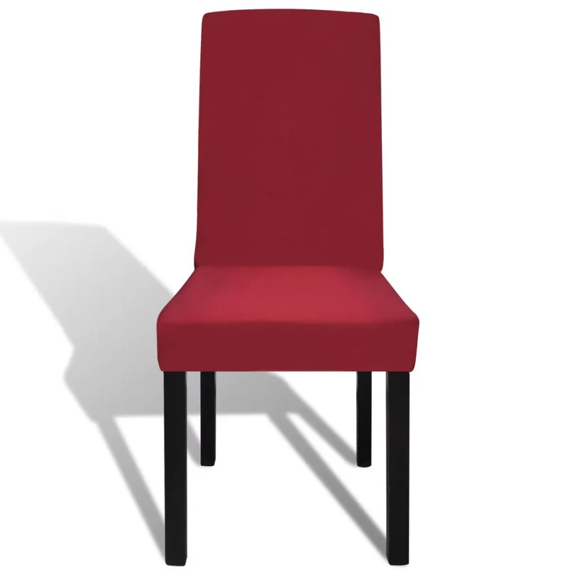 6 housses de chaise dos droit extensibles bordeaux DEC022289