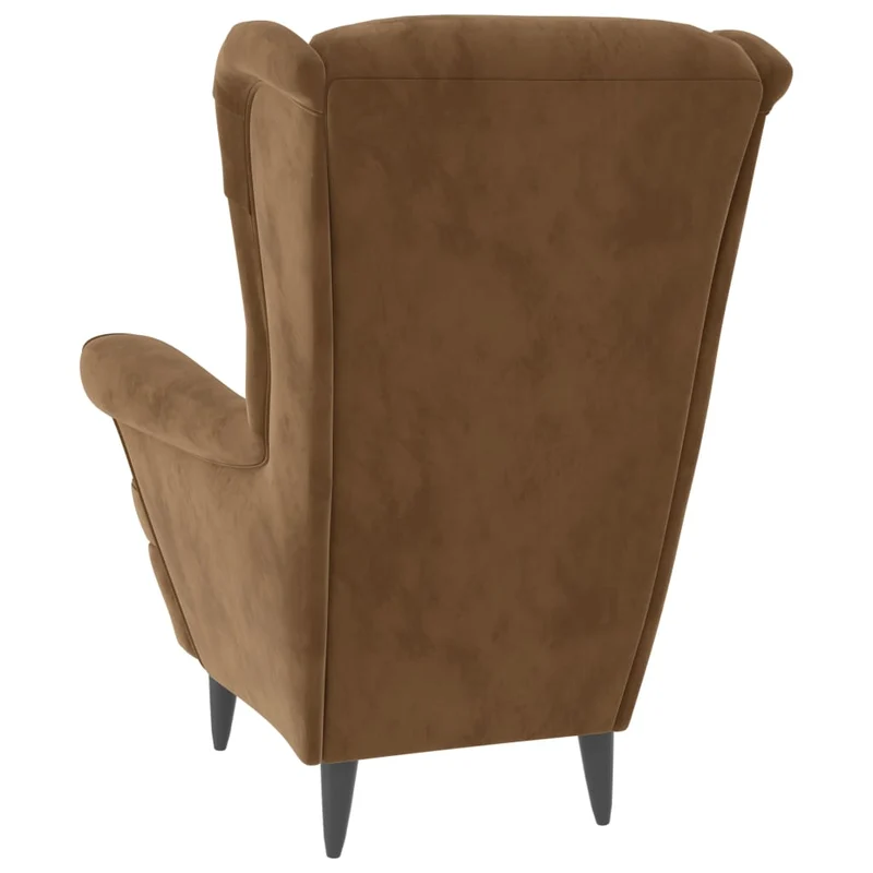 Fauteuil relax extra confort avec rebords latérals et repose-pieds en velours marron DEC028695