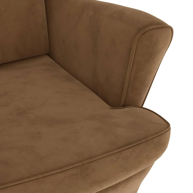 Fauteuil relax extra confort avec rebords latérals et repose-pieds en velours marron DEC028695