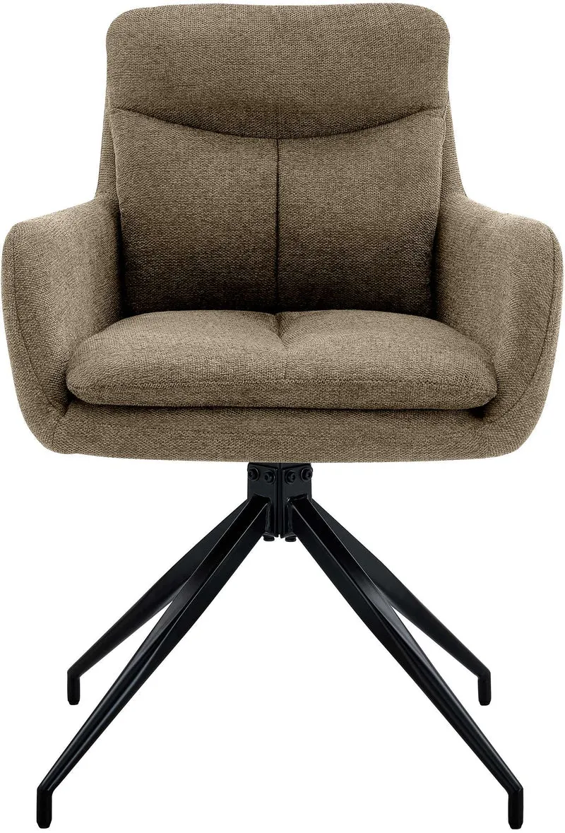 Lot de 2 chaises de salle à manger avec accoudoirs assise fonction pivotante en tissu marron 10_0007722