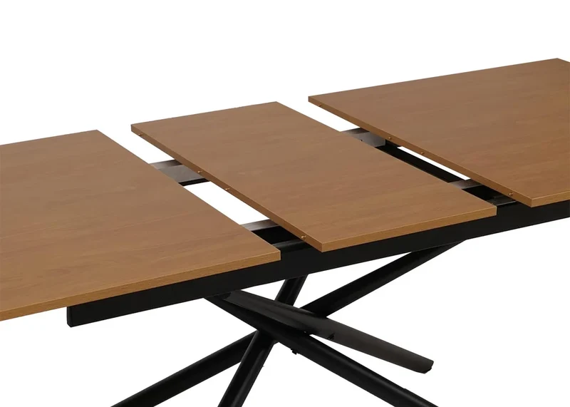 Table à manger extensible structure en fer et plateau MDF extensible 160–200 x 90 cm finition aspect noyer 04_0009289