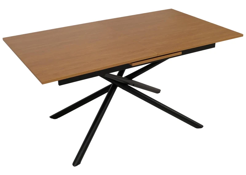Table à manger extensible structure en fer et plateau MDF extensible 160–200 x 90 cm finition aspect noyer 04_0009289