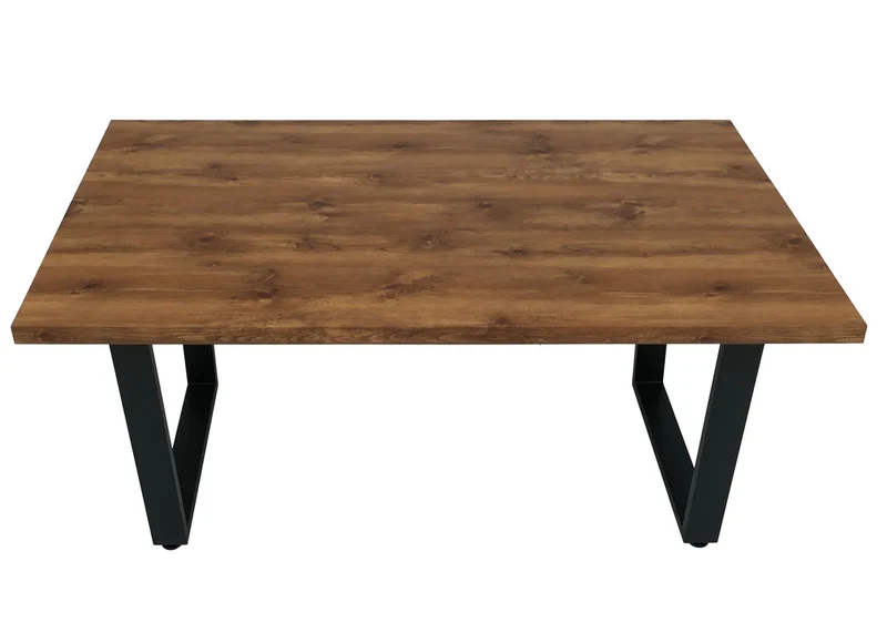 Table à manger design industrielle 160x90 cm MDF aspect noyer et métal 04_0009280