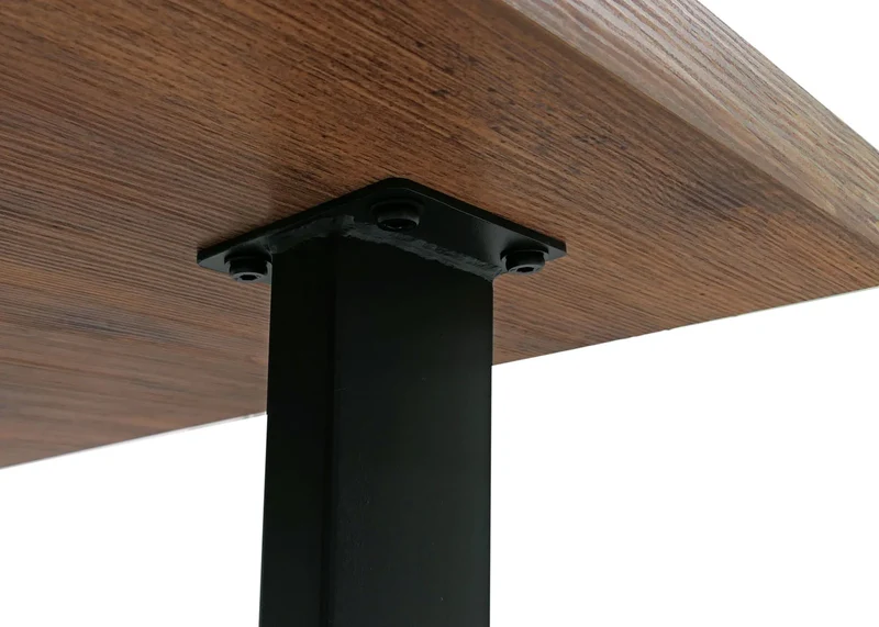 Table à manger design industrielle 160x90 cm MDF aspect noyer et métal 04_0009280