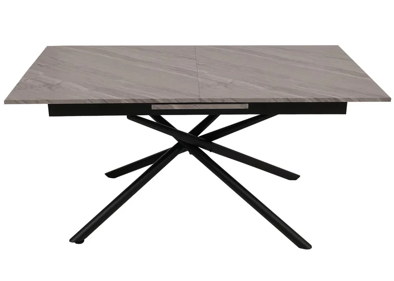 Table à manger extensible structure en fer et plateau MDF extensible 160–200 x 90 cm finition effet marbre gris 04_0009288