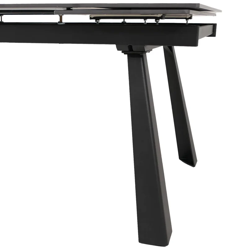Table à manger extensible avec plateau en pierre frittée effet marbre gris structure métal 160–242x91 cm 04_0009310