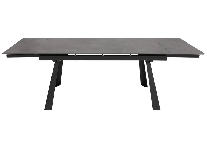 Table à manger extensible avec plateau en pierre frittée effet marbre gris structure métal 160–242x91 cm 04_0009310