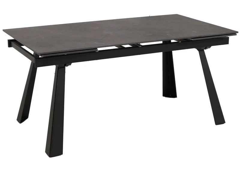 Table à manger extensible avec plateau en pierre frittée effet marbre gris structure métal 160–242x91 cm 04_0009310