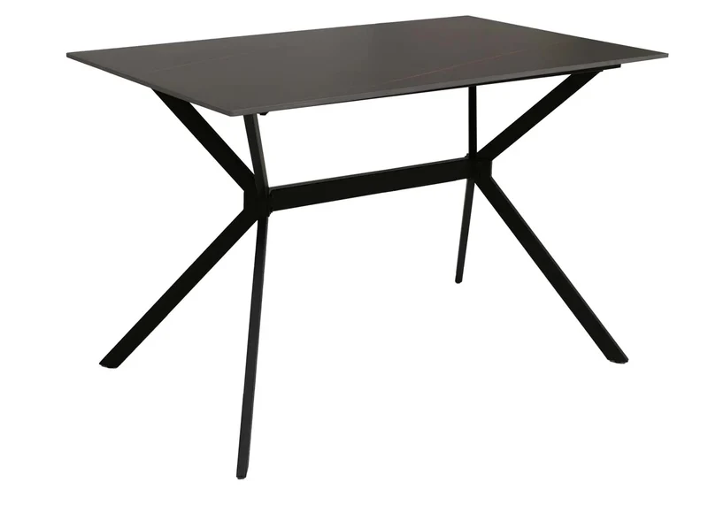Table à manger de salle à manger 120 cm en pierre frittée et métal aspect marbre noir or 04_0009229