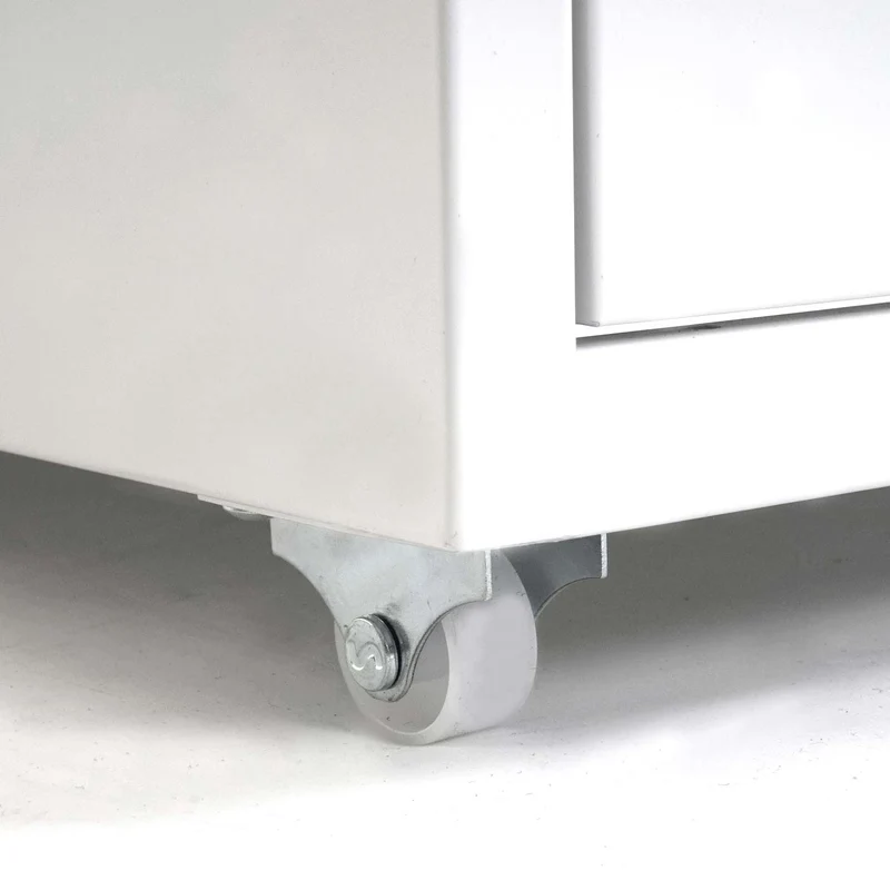 Caisson de bureau à roulettes avec tiroirs mobile avec 10 tiroirs 110x28x41 cm acier blanc 04_0010814