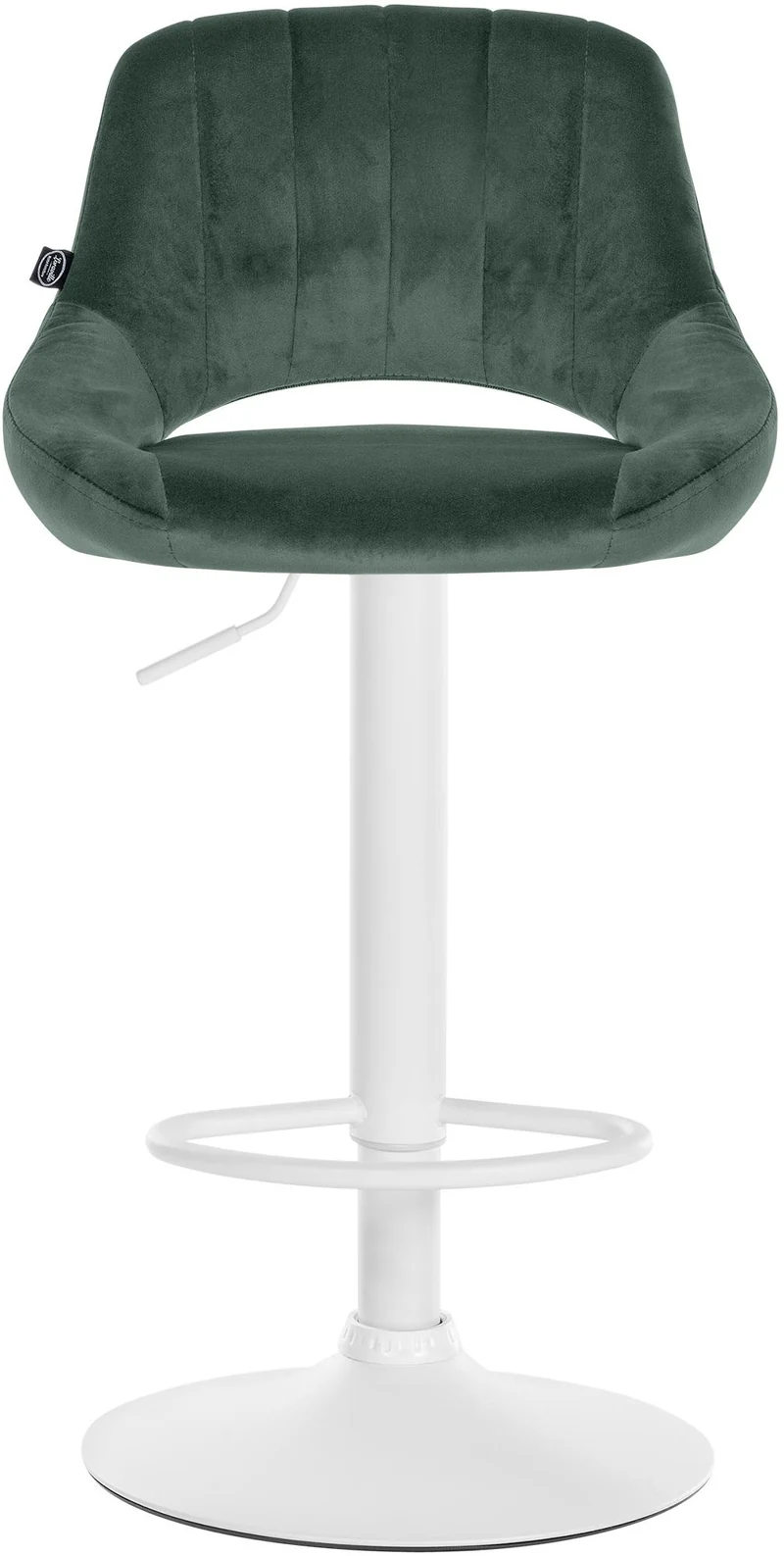 Lot de 2 tabourets de bar réglables en velours vert dossier ajouré et pied métal blanc 10_0005588