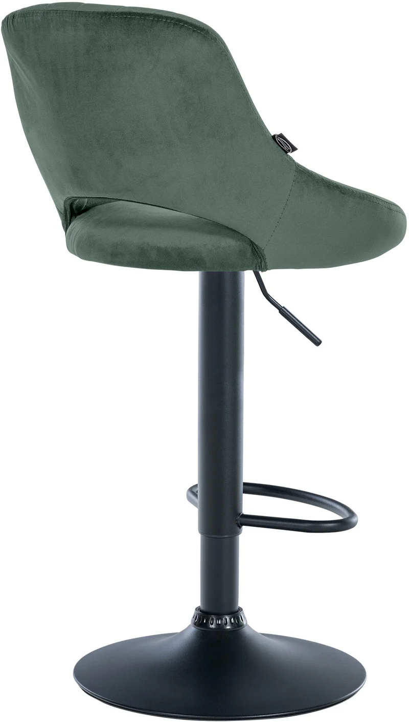 Lot de 2 tabourets de bar réglables en velours vert dossier ajouré et pied métal noir 10_0005585