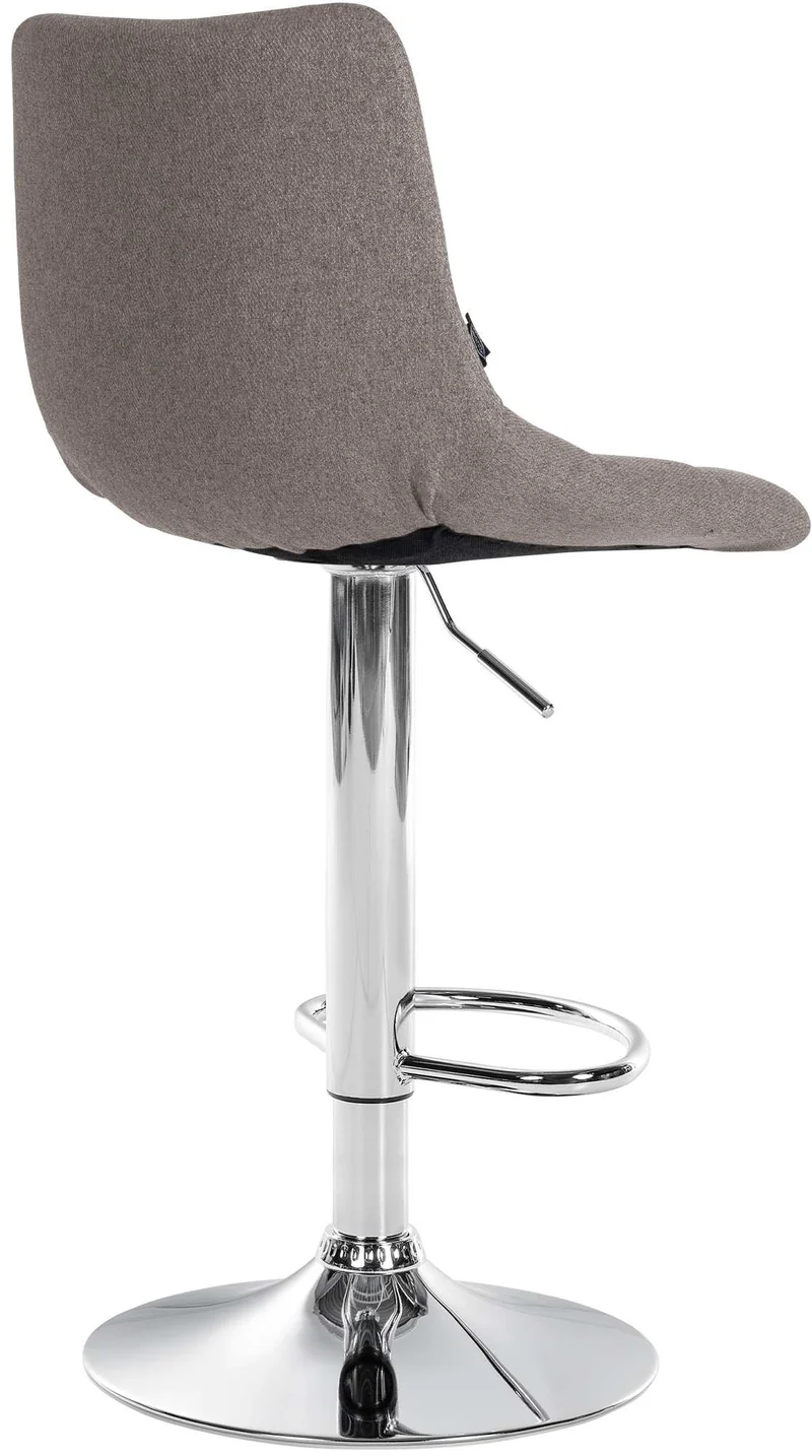 Lot de 2 tabourets de bar en tissu gris base métal chromé réglable en hauteur et repose-pieds TDB10622