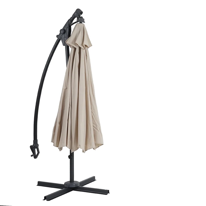 Parasol déporté rond Ø 3 m aluminium / acier et polyester crème-blanc sans pied 04_0007914