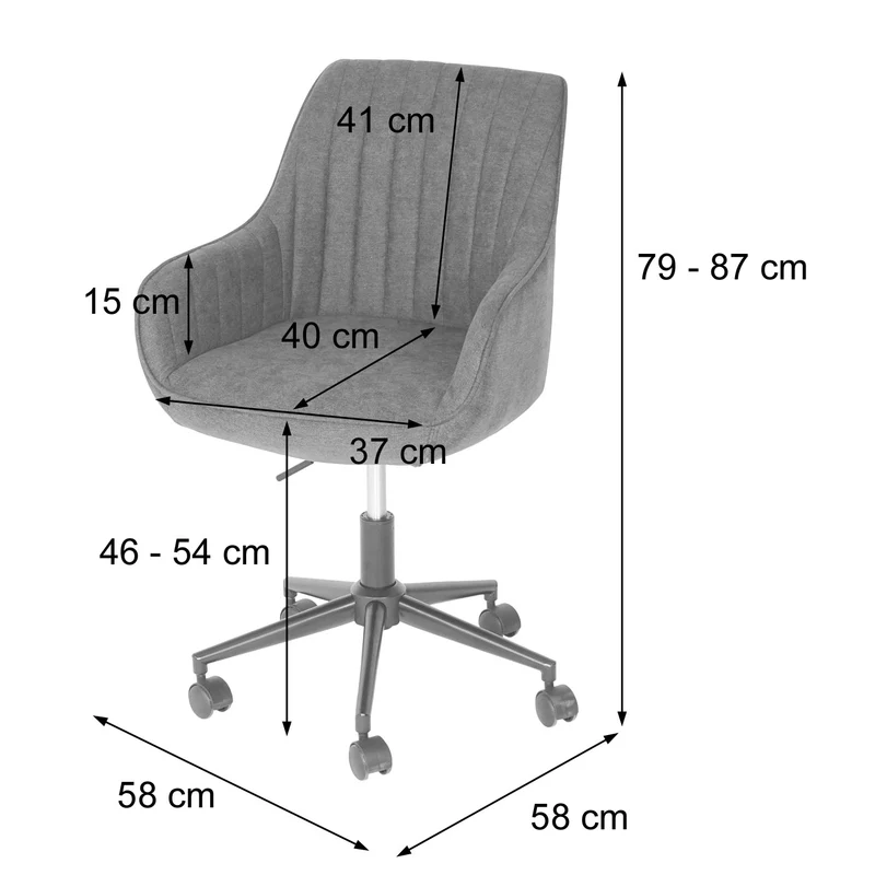Chaise de bureau pivotante réglable avec accoudoirs tissu marron avec coutures décoratives 04_0006210