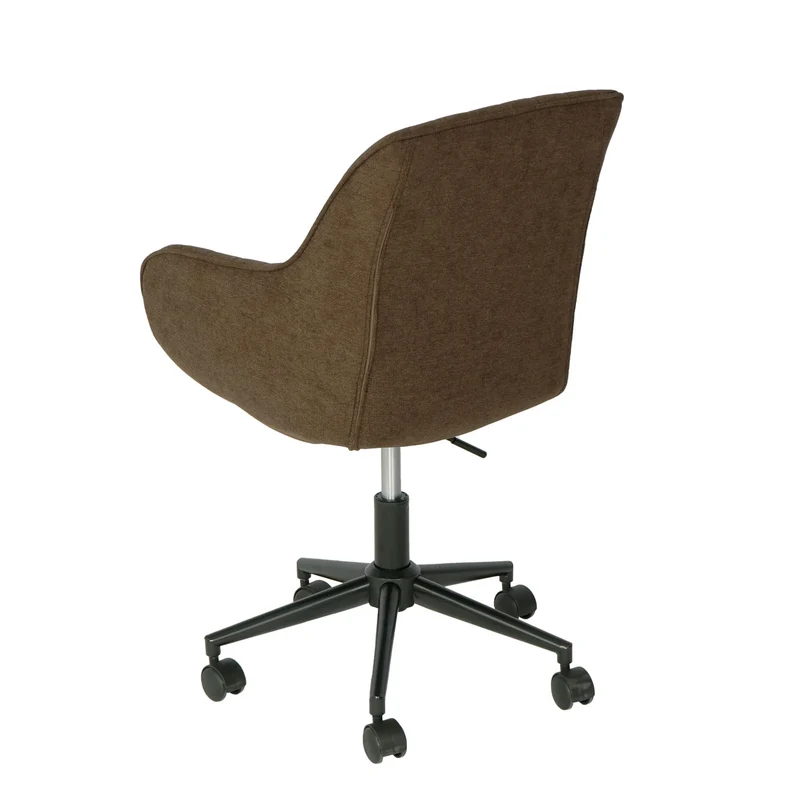 Chaise de bureau pivotante réglable avec accoudoirs tissu marron avec coutures décoratives 04_0006210