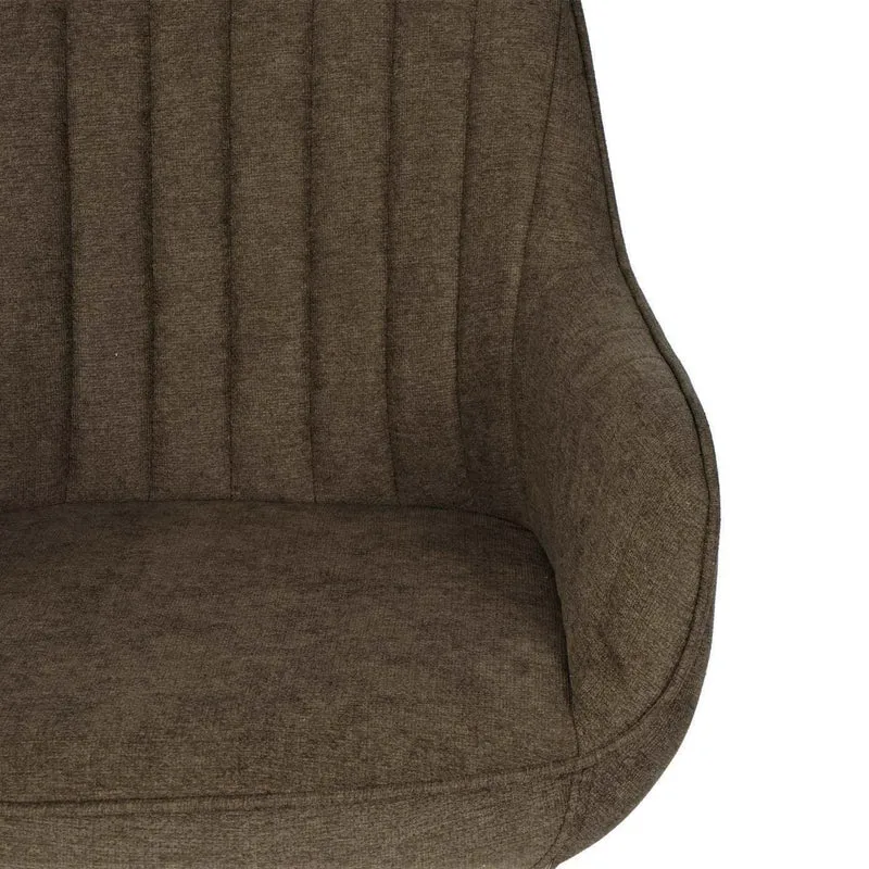 Chaise de bureau pivotante réglable avec accoudoirs tissu marron avec coutures décoratives 04_0006210