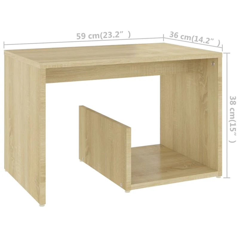 Table d'appoint bout de canapé 59 x 36 x 38 cm bois d'ingénierie couleur chêne DEC032425