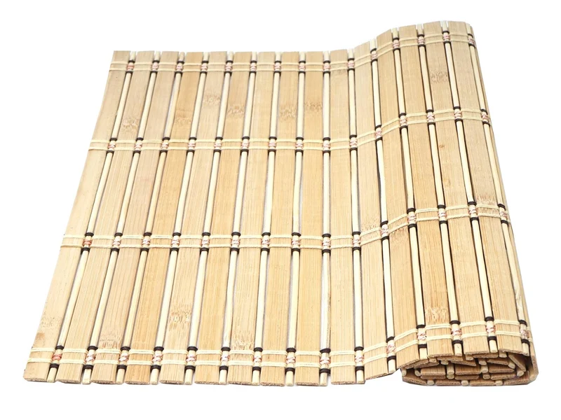 Lot de 6 sets de table en bambou 45 x 30 cm lavables et enroulables brun clair 04_0011123