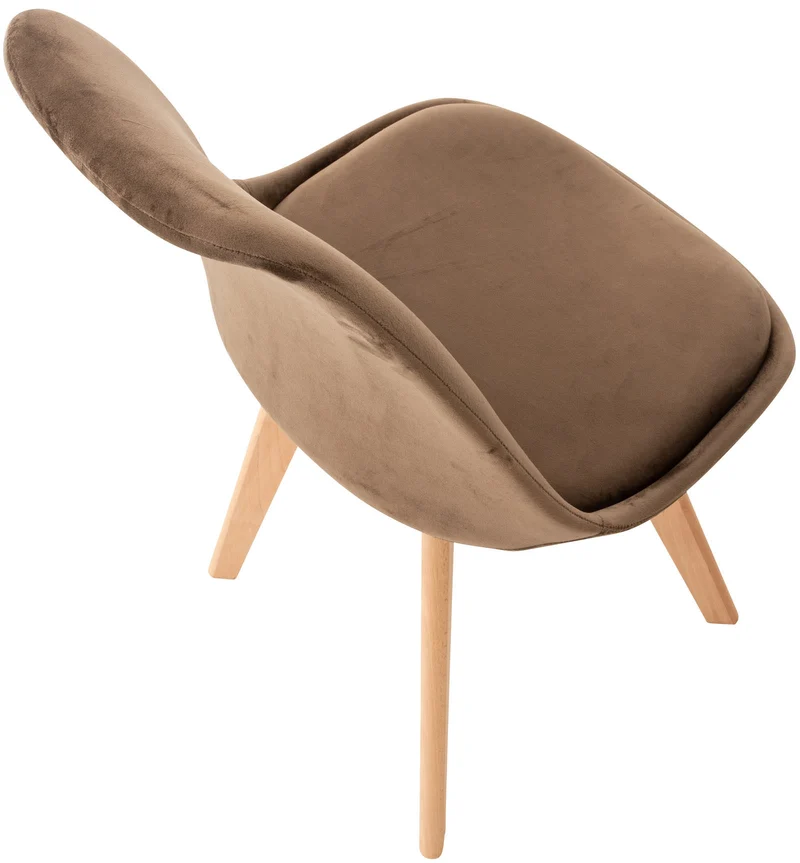 Lot de 4 chaises de salle à manger design scandinave en tissu velours marron foncé pieds bois clair CDS10382