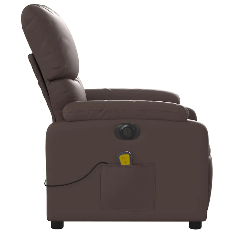 Fauteuil de relaxation TV fonction massage inclinable électrique en PVC marron DEC027205