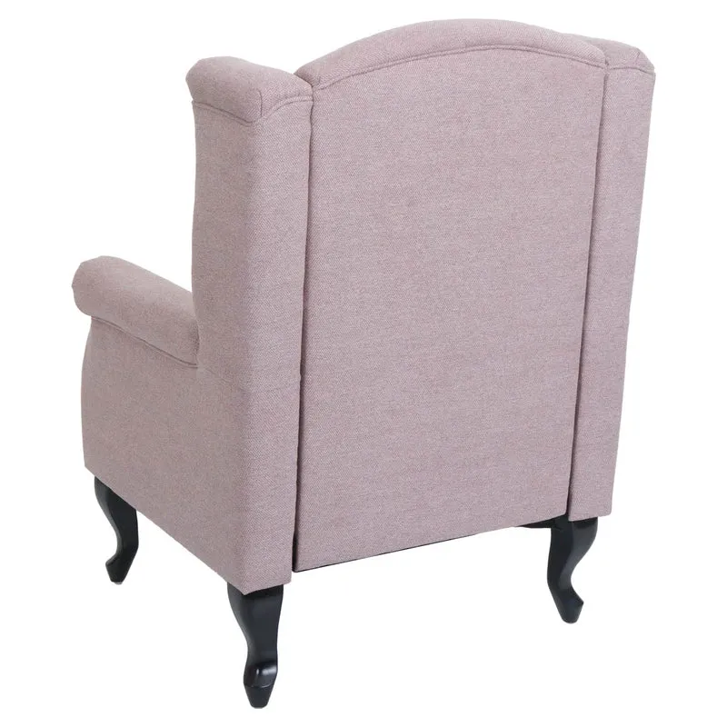 Fauteuil Chesterfield club relax style baroque 102x75x80 cm en tissu déperlant rose clair bois massif 04_0009700