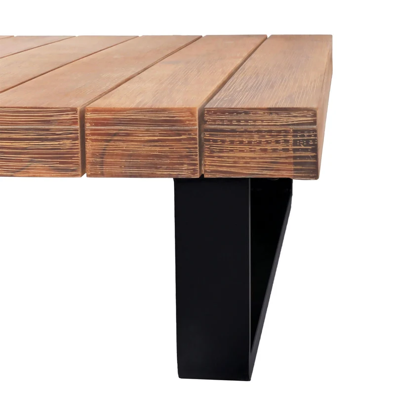 Salon de jardin ensemble lounge 5 places 255x255 cm aluminium et bois d’acacia avec coussins crème 04_0010286