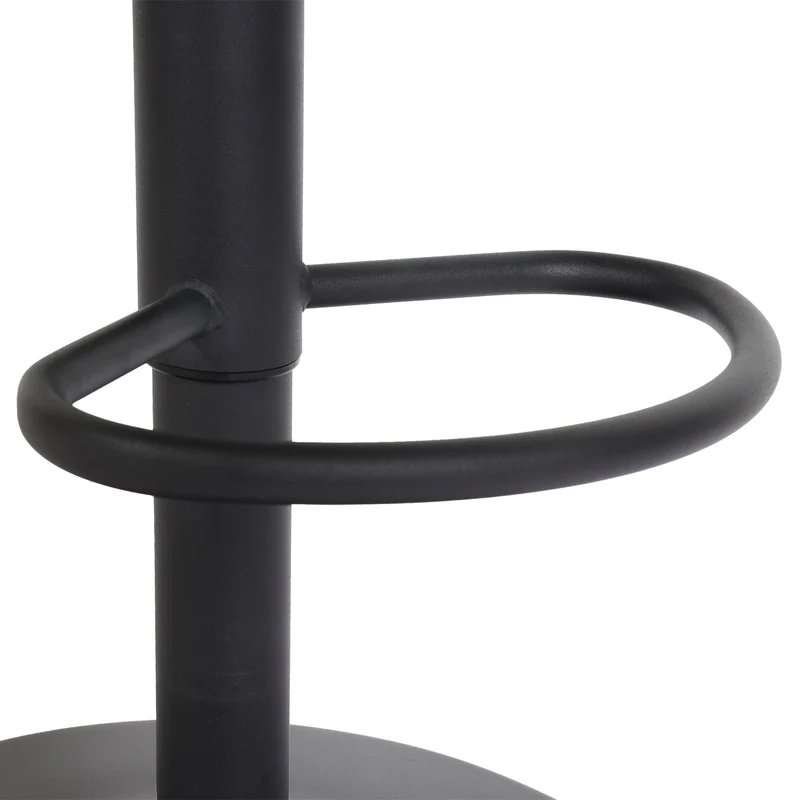 Tabouret de bar x1 pivotant avec accoudoir repose-pieds rotatif en tissu marron foncé base métal noir 04_0008590