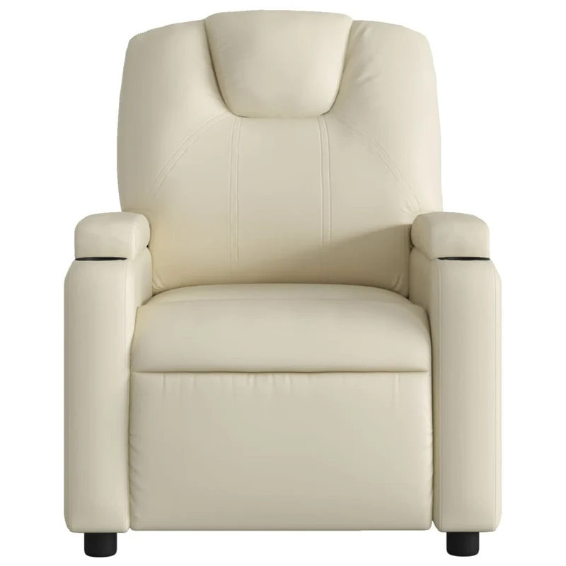 Fauteuil de relaxation TV fonction massage inclinable électrique 6 points de massage en PVC crème DEC027144