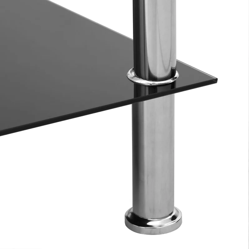 Table d'appoint meuble de salon 45 x 50 x 45 cm verre trempé transparent et acier DEC032544