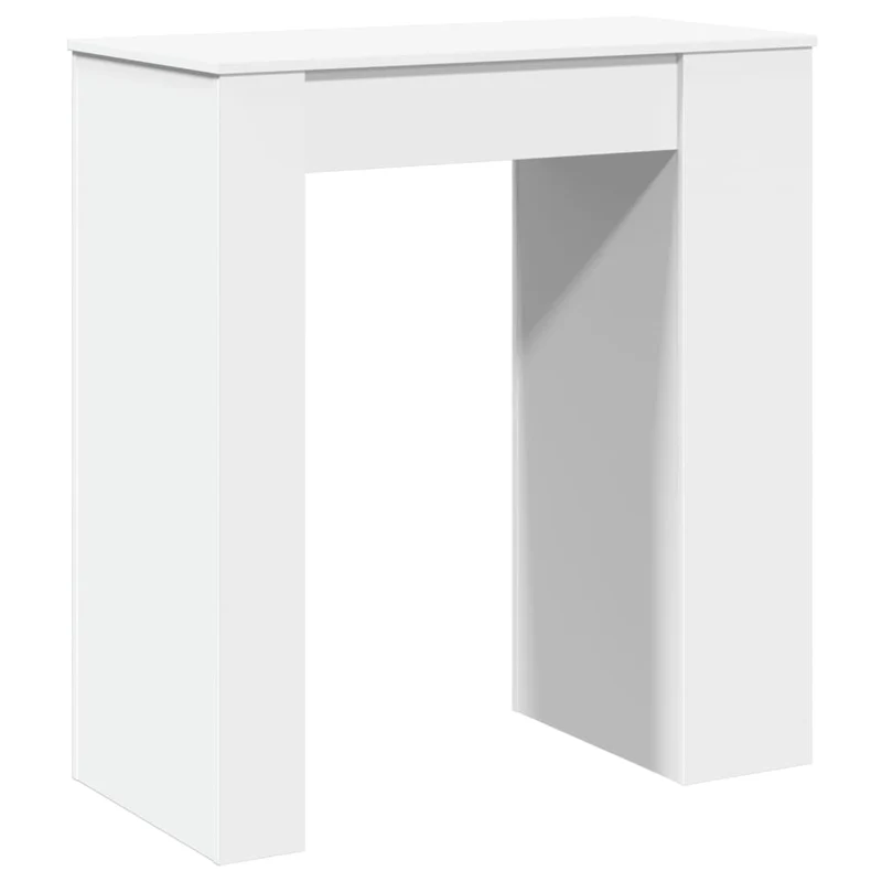 Table d’appoint multifonction avec étagères en bois d'ingénierie blanc DEC036358