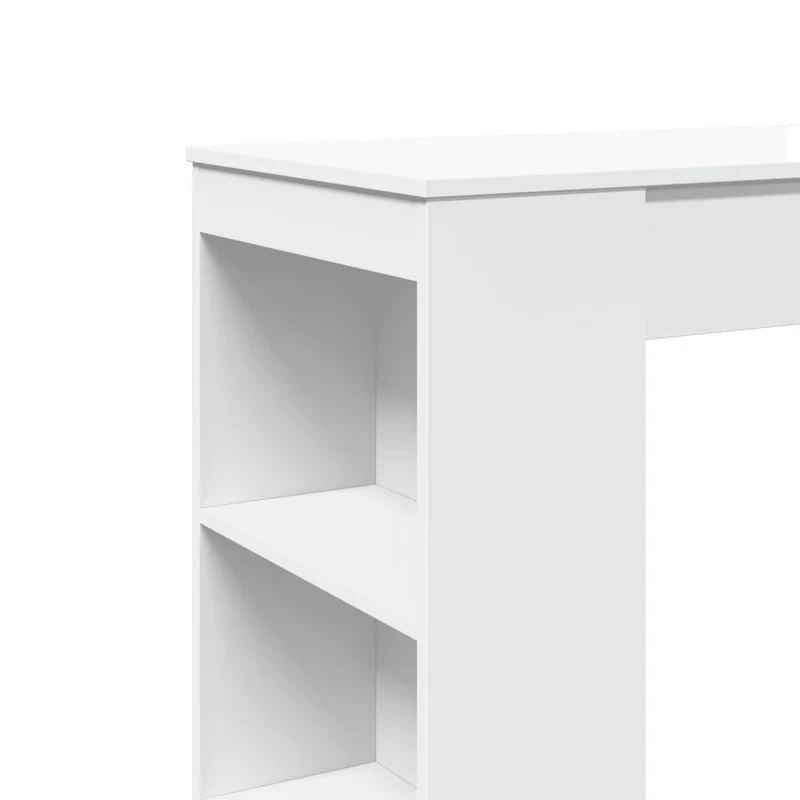 Table d’appoint multifonction avec étagères en bois d'ingénierie blanc DEC036358