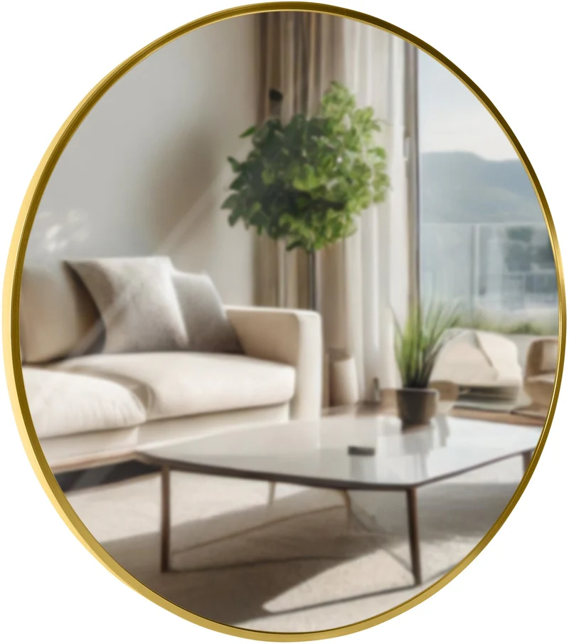 Miroir mural rond en métal doré diamètre 60 cm 10_0008417