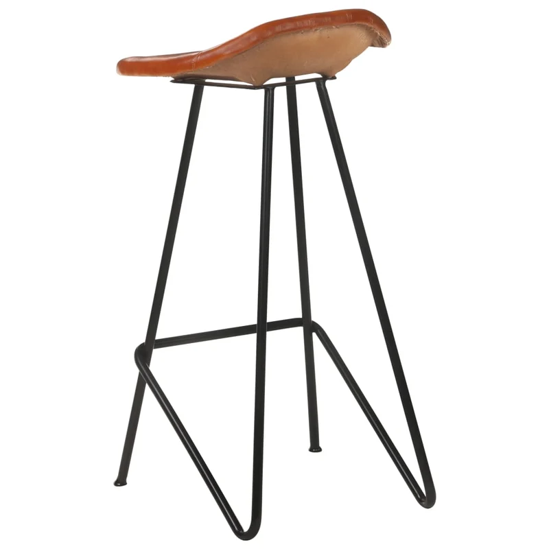Lot de 2 tabourets de bar chaises hautes en cuir véritable marron et fer DEC029761