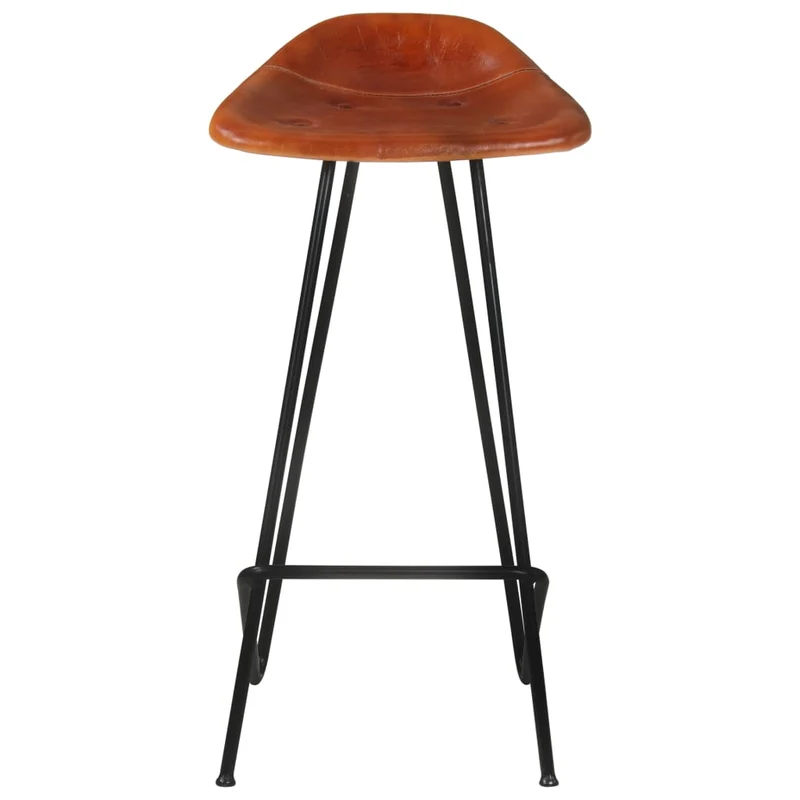 Lot de 2 tabourets de bar chaises hautes en cuir véritable marron et fer DEC029761