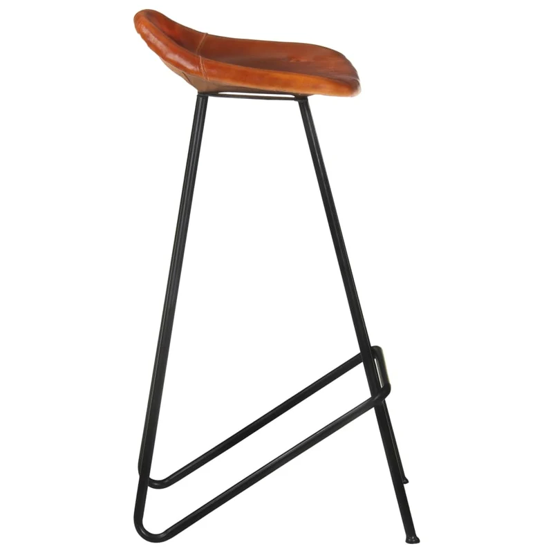 Lot de 2 tabourets de bar chaises hautes en cuir véritable marron et fer DEC029761