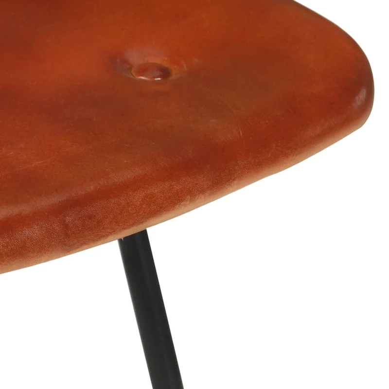 Lot de 2 tabourets de bar chaises hautes en cuir véritable marron et fer DEC029761