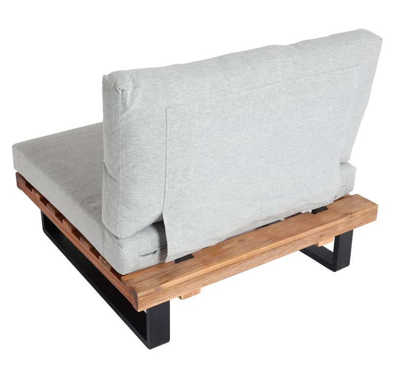 Lot de 2 fauteuils lounge jardin en bois d’acacia brun clair et aluminium coussins gris clair 04_0009399