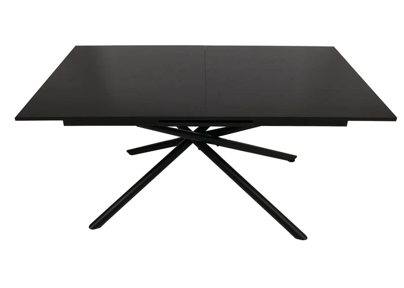 Table à manger table extensible structure en fer et plateau MDF extensible 160–200 x 90 cm finition effet pierre noir 04_0009290