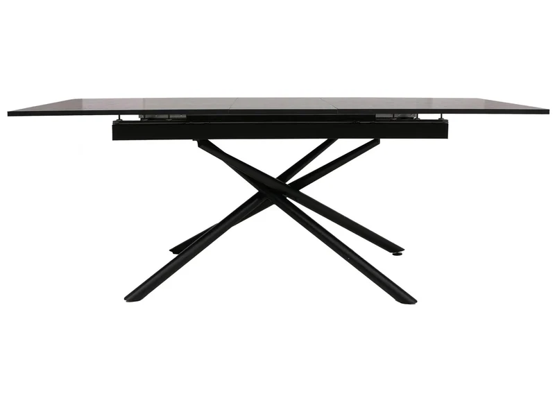 Table à manger table extensible structure en fer et plateau MDF extensible 160–200 x 90 cm finition effet pierre noir 04_0009290