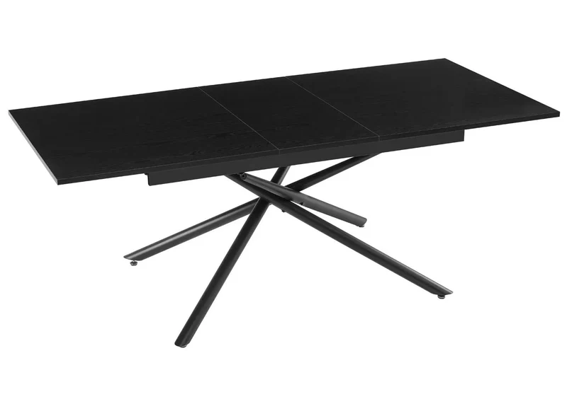 Table à manger table extensible structure en fer et plateau MDF extensible 160–200 x 90 cm finition effet pierre noir 04_0009290