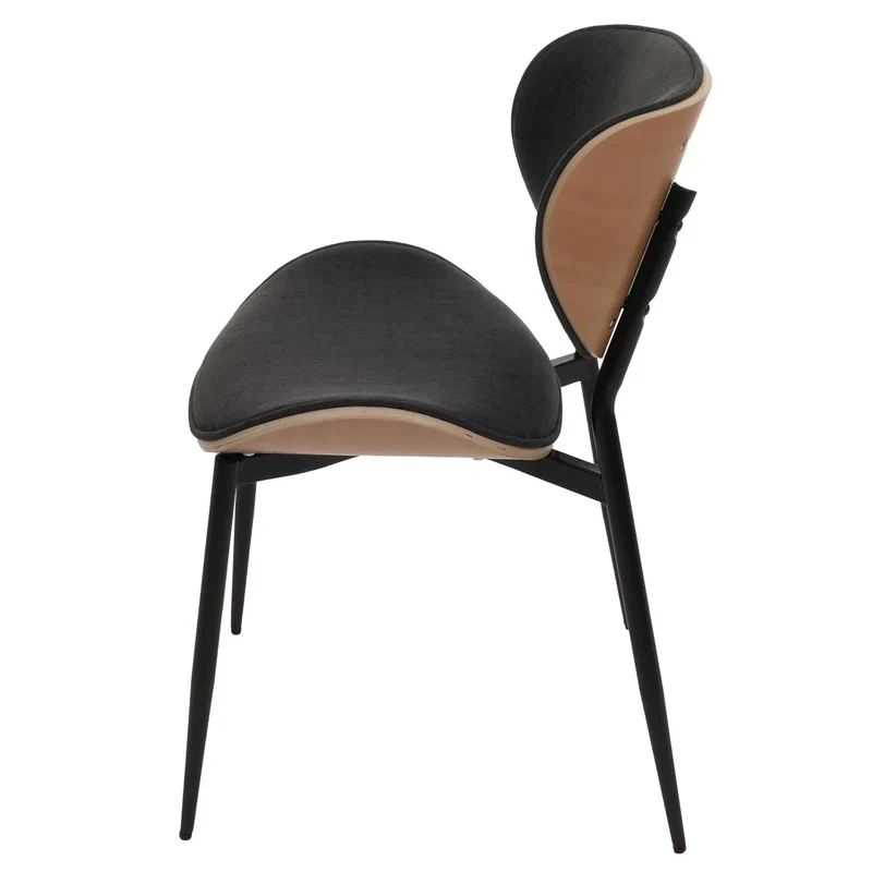 Lot de 2 chaises de salle à manger contemporain et intemporel bois cintré naturel tissu gris foncé 04_0009499