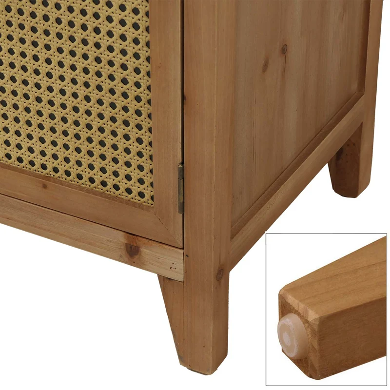 Commode style apothicaire buffet meuble de rangement avec tiroirs et portes style vintage rotin 80 x 91 x 40 cm finition naturelle 04_0009115
