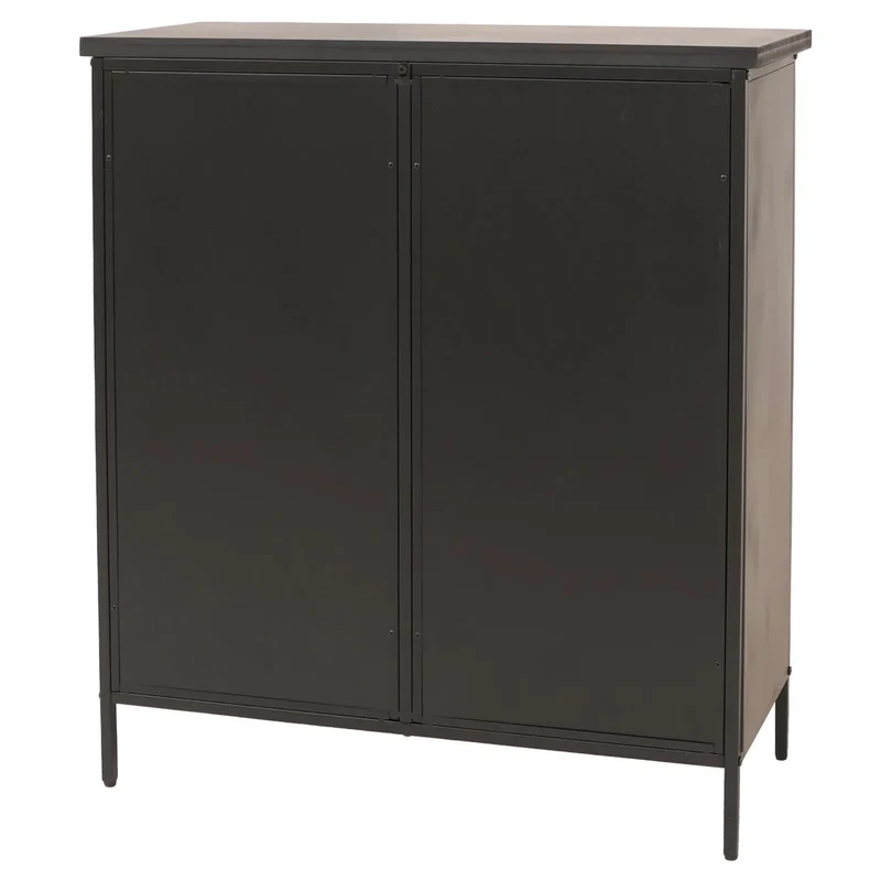 Commode style apothicaire buffet meuble de rangement avec portes design vintage shabby 94 x 80 x 35 cm en métal finition aspect métal 04_0009135