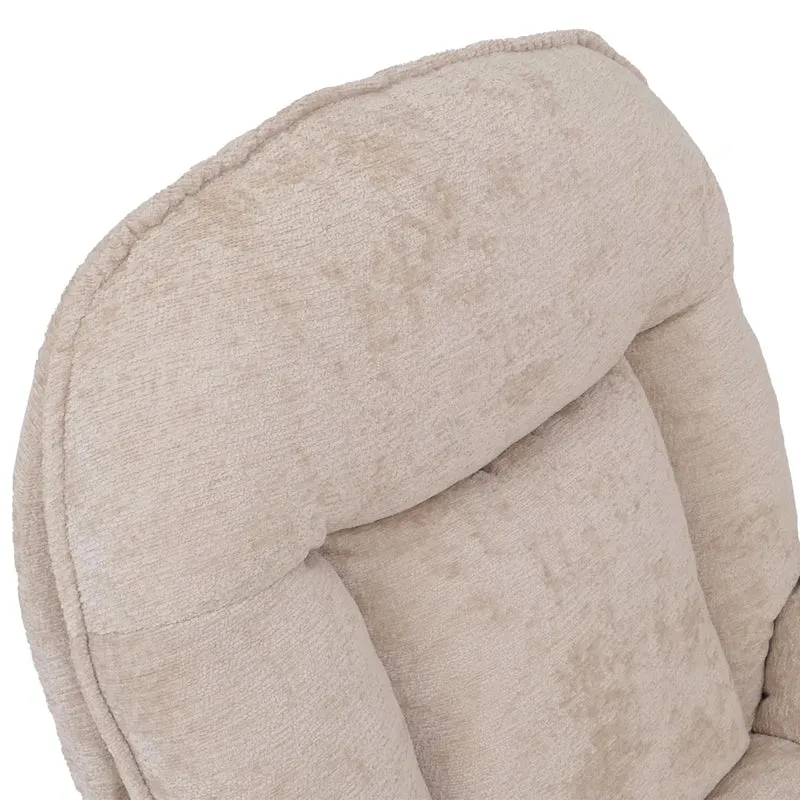 Fauteuil relax avec repose-pieds fauteuil TV pivotant avec suspension métal et tissu chenille crème 04_0009041