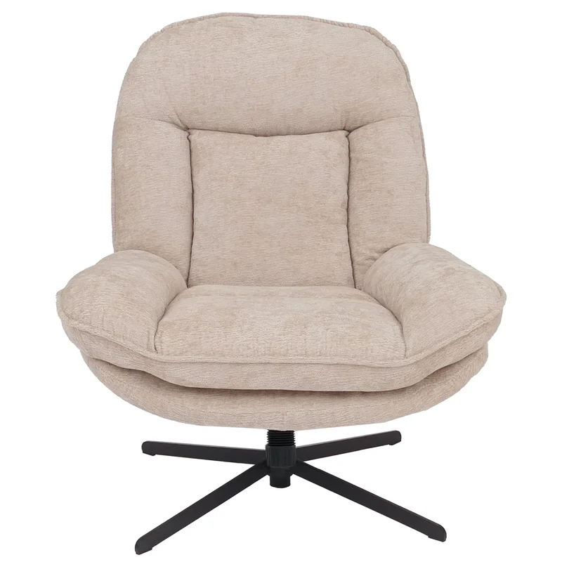 Fauteuil relax avec repose-pieds fauteuil TV pivotant avec suspension métal et tissu chenille crème 04_0009041