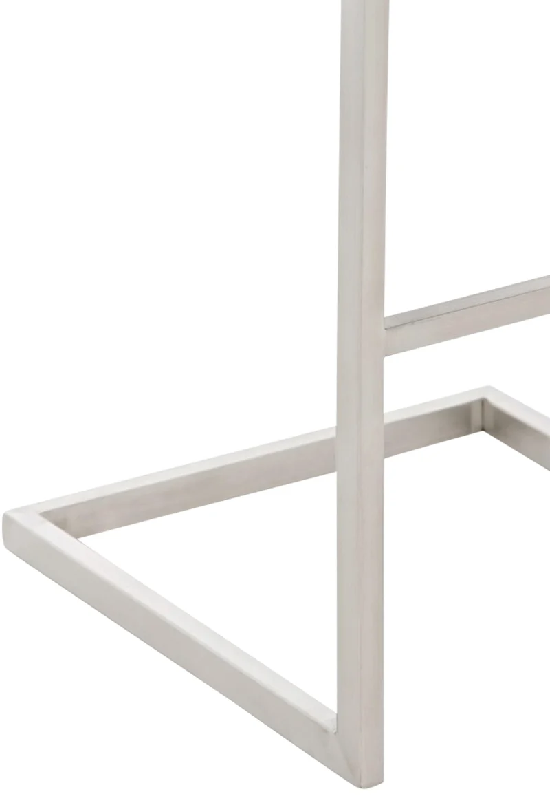 Tabouret de bar x1 design moderne support en acier inoxydable assise en PVC crème 10_0005319